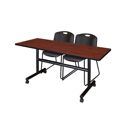 Kobe FlipTop Table, 60" W, 29" H, Laminate Top, Cherry MKFT6024CH44BK